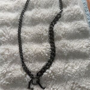 Liu Jo Black Chain Necklace with Initial Pendant